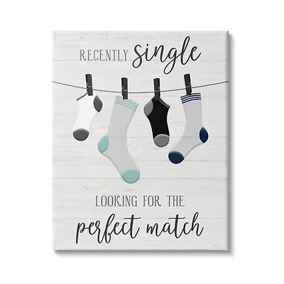 Stupell Industries Recently Single For Perfect Match Laundry Sock Sign Canvas Wall Art