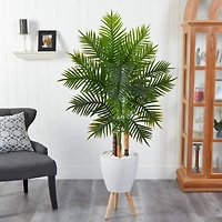 5ft. Areca Palm Tree in White Planter with Stand