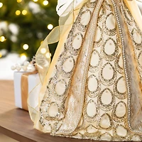 Glitzhome® 18.5"H Faux Fur & PVC Christmas Elegant Angel Tree Topper with Porcelain Face