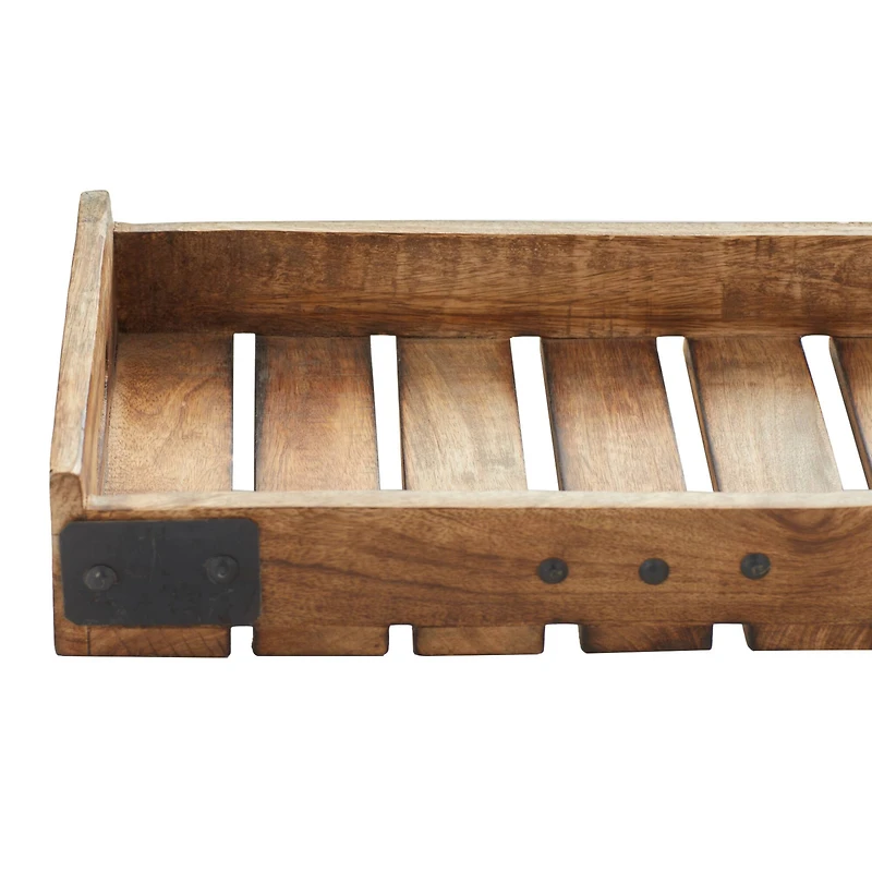 Brown Mango Wood Farmhouse Tray Set