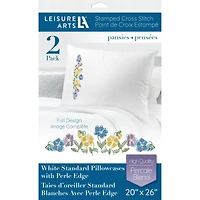 Leisure Arts® Pansies Pillowcase Stamped Cross Stitch Kit