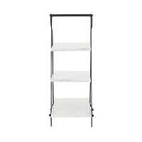 23" White Marble & Iron Contemporary 3-Tier Tray Stand
