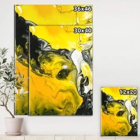 Designart - Yellow, White and Black Hand Painted Marbled Acrylic