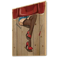 Designart - Retro Sexy Woman Repairing The Car