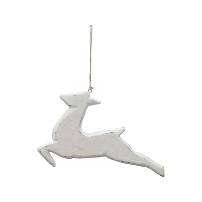 Hello Honey® 8" White Handmade Paper Mache Deer Ornament