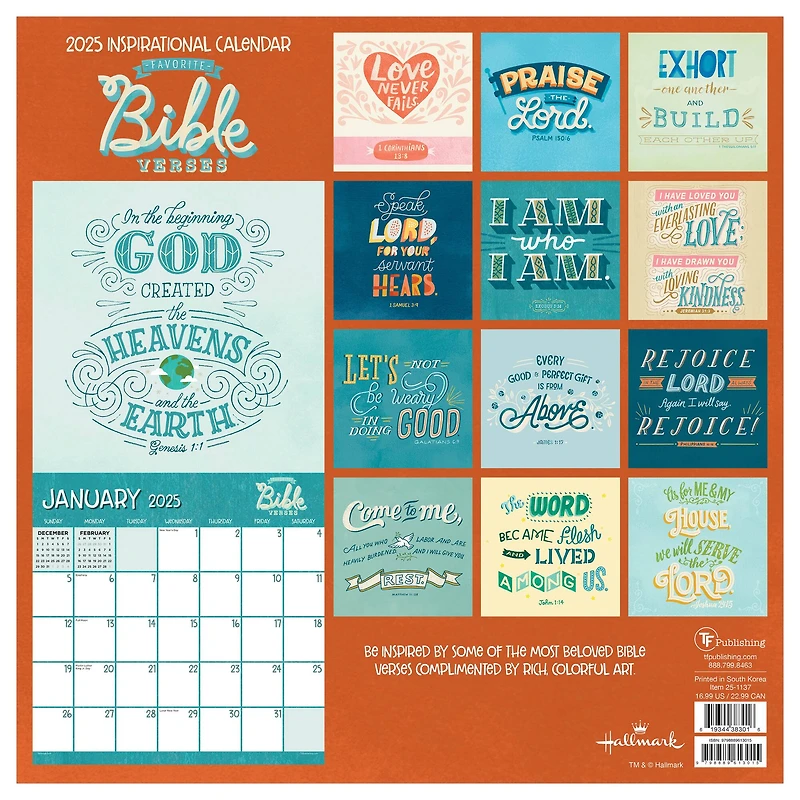 TF Publishing 2025 Bible Verses Wall Calendar