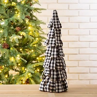 Glitzhome® 17" Black & White Plaid Fabric Tabletop Tree