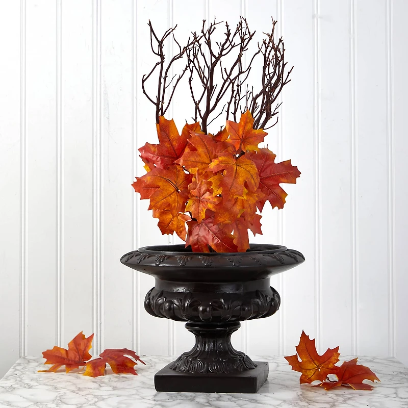 18" Orange Autumn Maple Leaf Bush, 2ct.