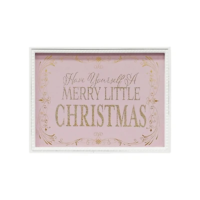 15.75" Pink Merry Little Christmas Wall Sign in White Frame by Ashland®