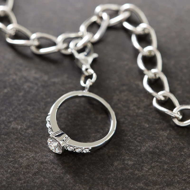 Austrian Crystal Rhodium Ring Charm by Bead Landing™