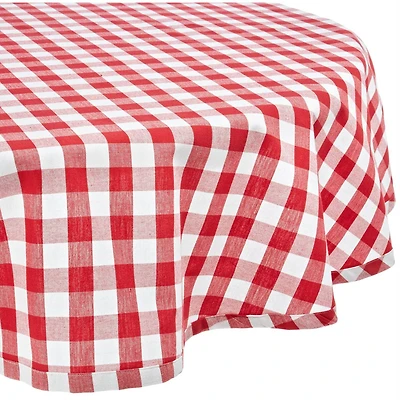 DII® 70" Round Red & White Checkers Tablecloth