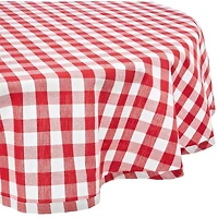 DII® 70" Round Red & White Checkers Tablecloth