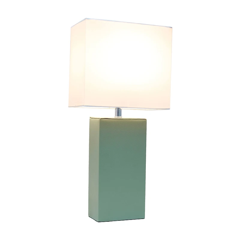 Lalia Home Lexington 21" Sage Green Leather Base Table Lamp