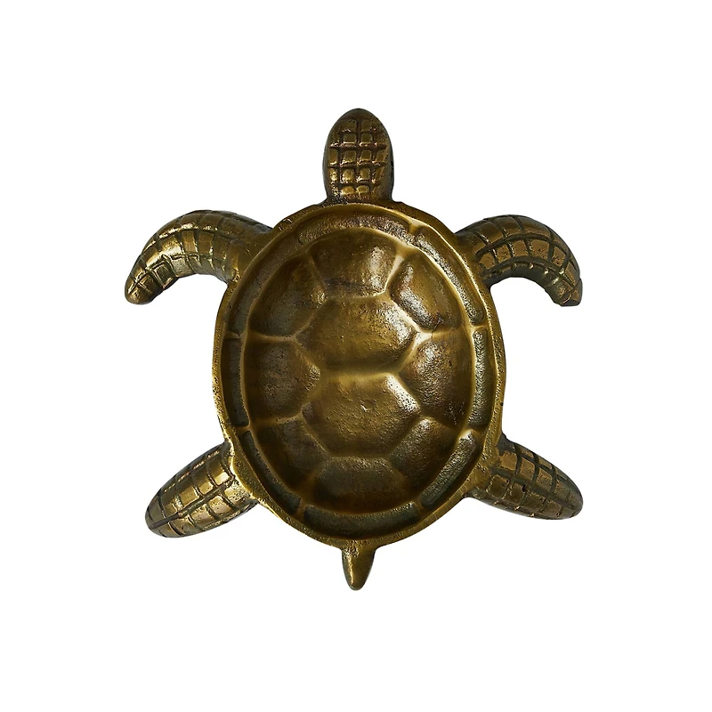 Hello Honey® 8.5" Antique Gold Finished Coastal Aluminum Tortoise Serving Dish