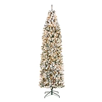 9ft. Pre-Lit Acacia Flocked Artificial Christmas Tree, Clear Lights