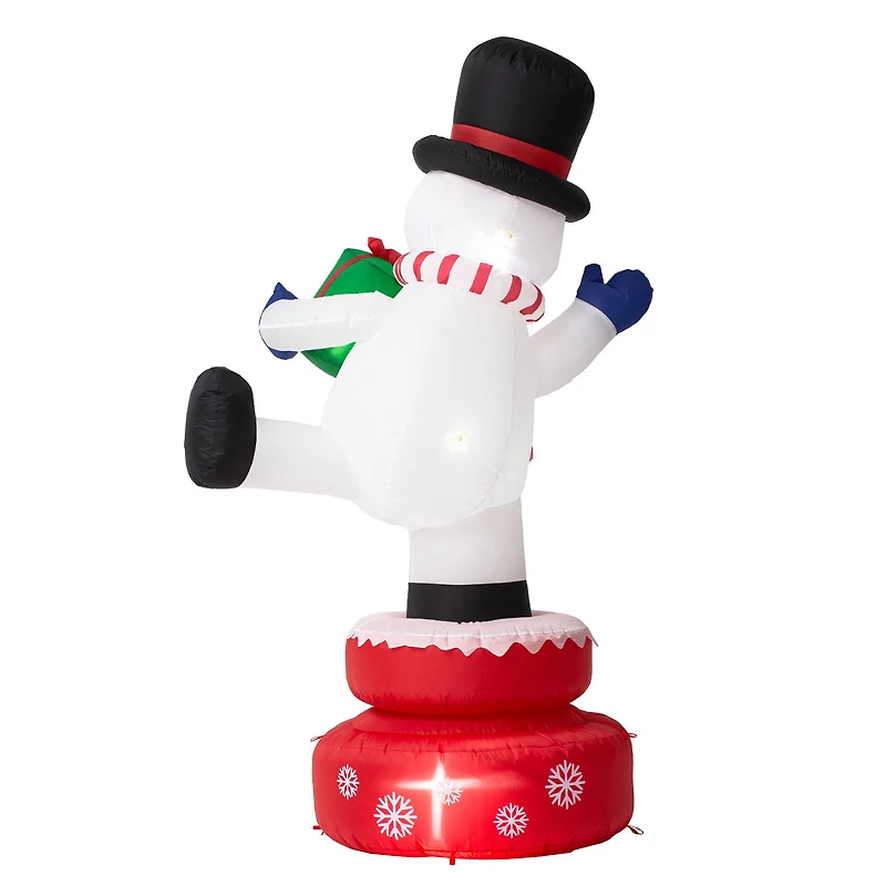 Glitzhome® 6ft. Lighted Inflatable Rotating Snowman Décor