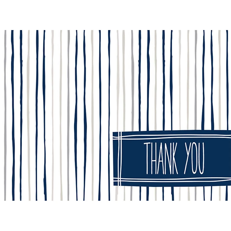 JAM Paper White, Gray & Blue Trendy Blank Thank You Cards Set, 36ct.