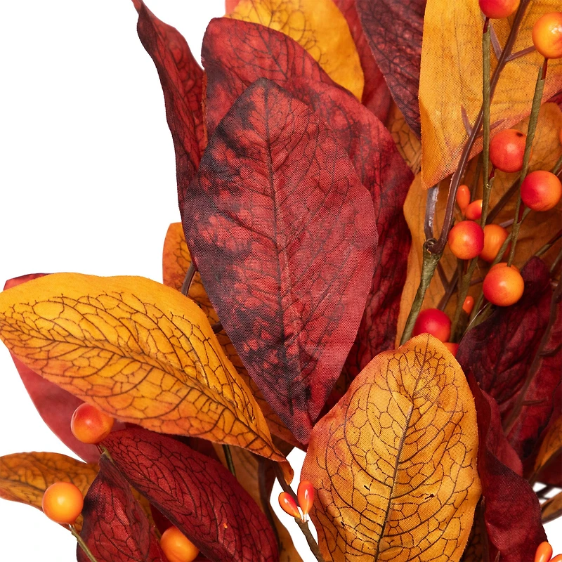 24" Berries with Leaves Artificial Fall Harvest Twig Wreath