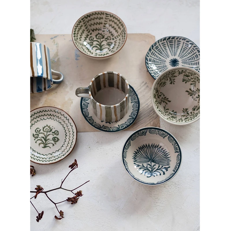 Hello Honey® 5" Striped Stoneware Mug Set