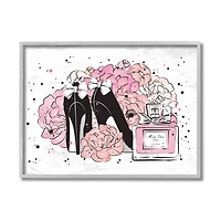 Stupell Industries Glam Pink Peonies & Heels Gray Framed Wall Art