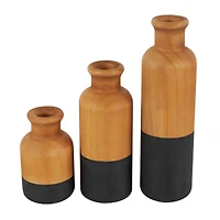 Brown & Black Wood Vase Set