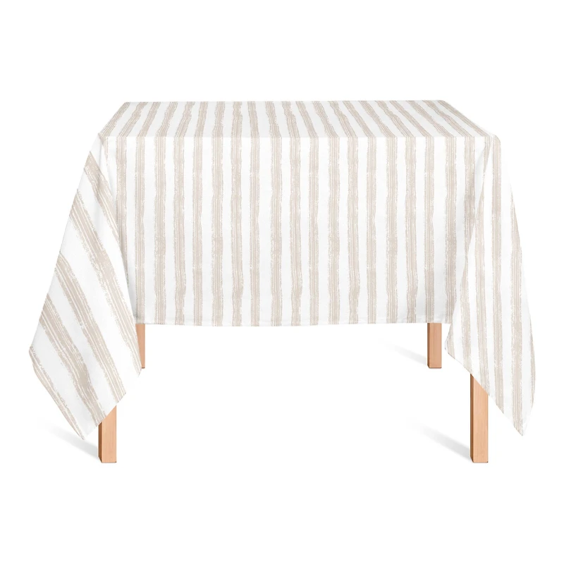 58" Neutral Easy Stripes Tablecloth