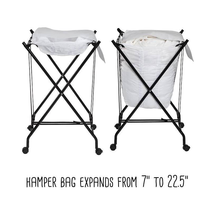 Honey Can Do Black/ Single Bounce Back Hamper with Wheels and Lid