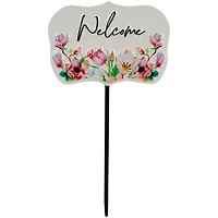 8" Floral Welcome Yard Metal Garden Stake