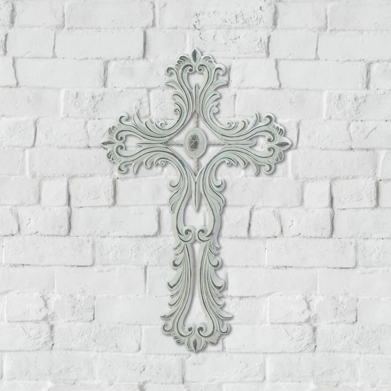 Scalloped White Cross 8.5" x 0.25" x 13.5