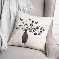 Monochromatic Floral IV 18" x 18" Throw Pillow