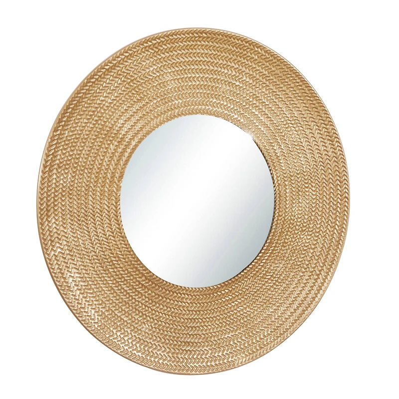 36" Gold Metal Contemporary Wall Mirror