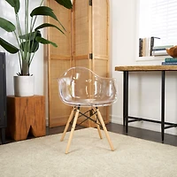 31" Clear Acrylic Mid Century Modern Eiffel Style Accent Chair with Wood Legs