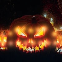 LED Lighted Jack-O-Lanterns in a Cemetery Halloween Canvas Wall Art