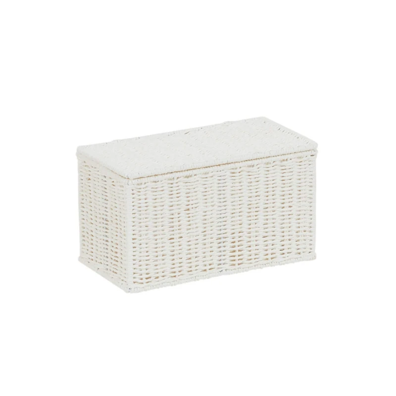 Household Essentials Small White Wicker Basket with Lid