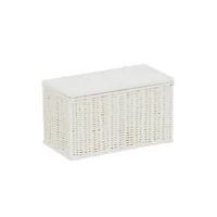 Household Essentials Small White Wicker Basket with Lid