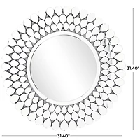 Silver Glass Starburst Wall Mirror with Teardrop Embellishment 31" x 1" x 31"