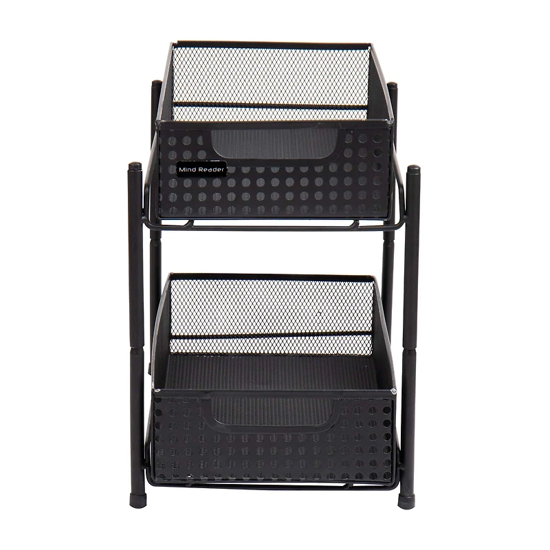 Mind Reader 2-Tier Metal Mesh Heavy Duty Organizer Slide Out Basket Drawer