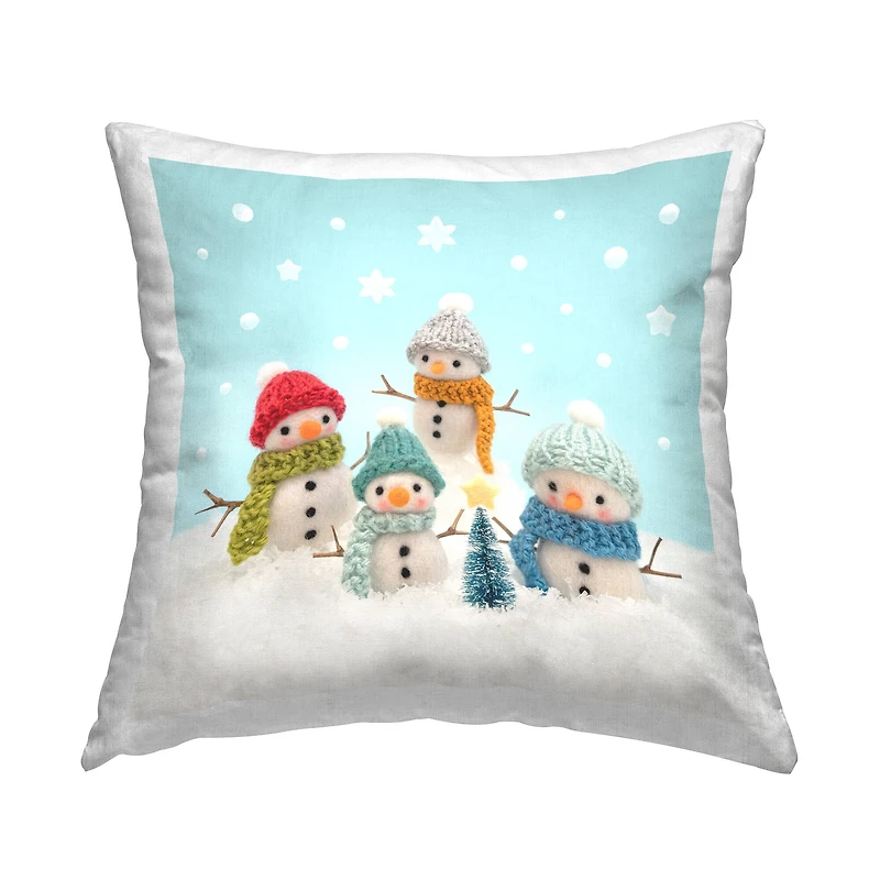 Stupell Industries Winter Snowmen & Snowflakes Throw Pillow