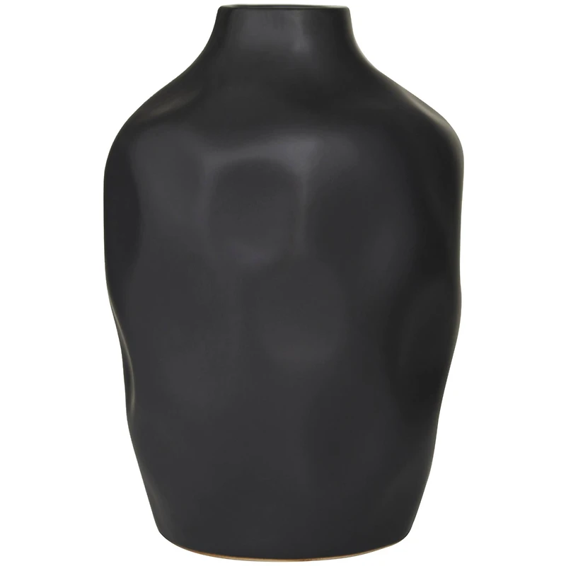 CosmoLiving by Cosmopolitan Black Ceramic Faceted Vase 9" x 9" x 14"