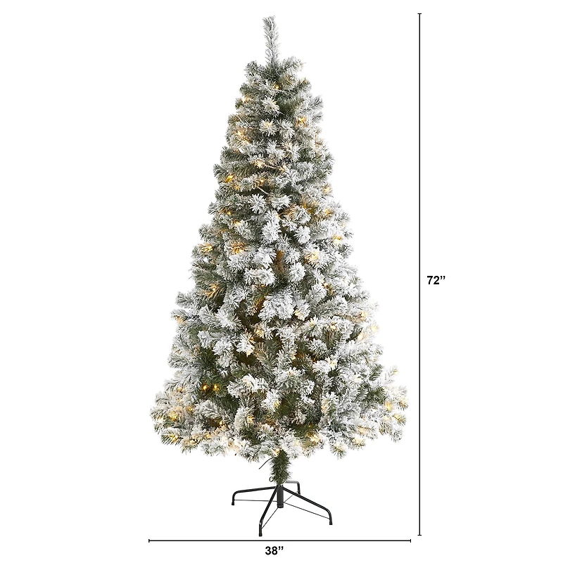 6ft. Pre-Lit Flocked West Virginia Fir Artificial Christmas Tree, Clear LED Lights