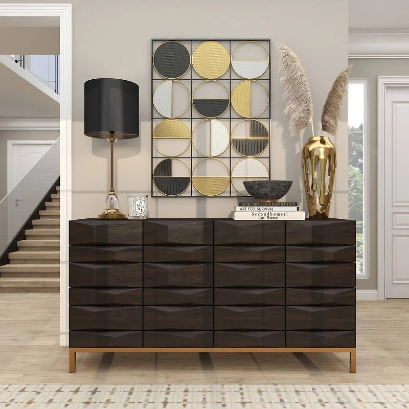 19" Gold Aluminum Drip Vase with Melting Designed Body