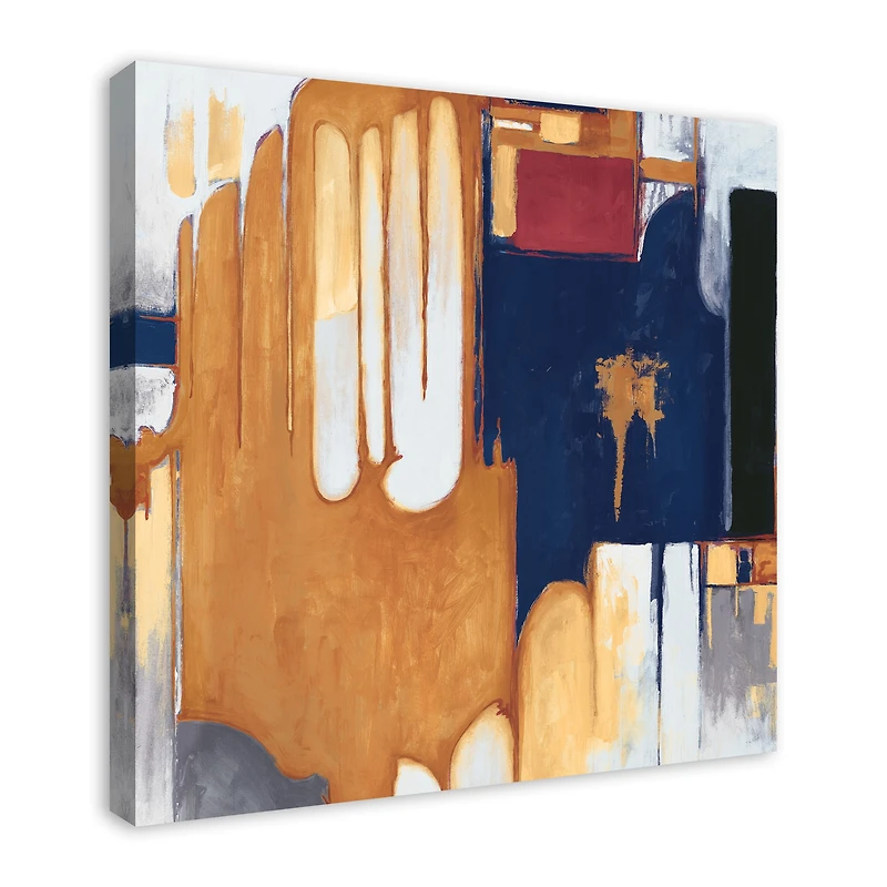 Orange Blue Abstract 30" x 30" Canvas Wall Art