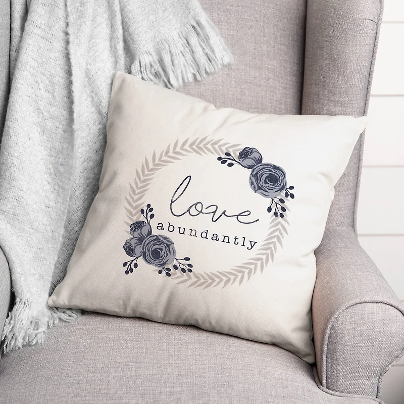 Love Abundtantly Wreath 18" x 18" Throw Pillow