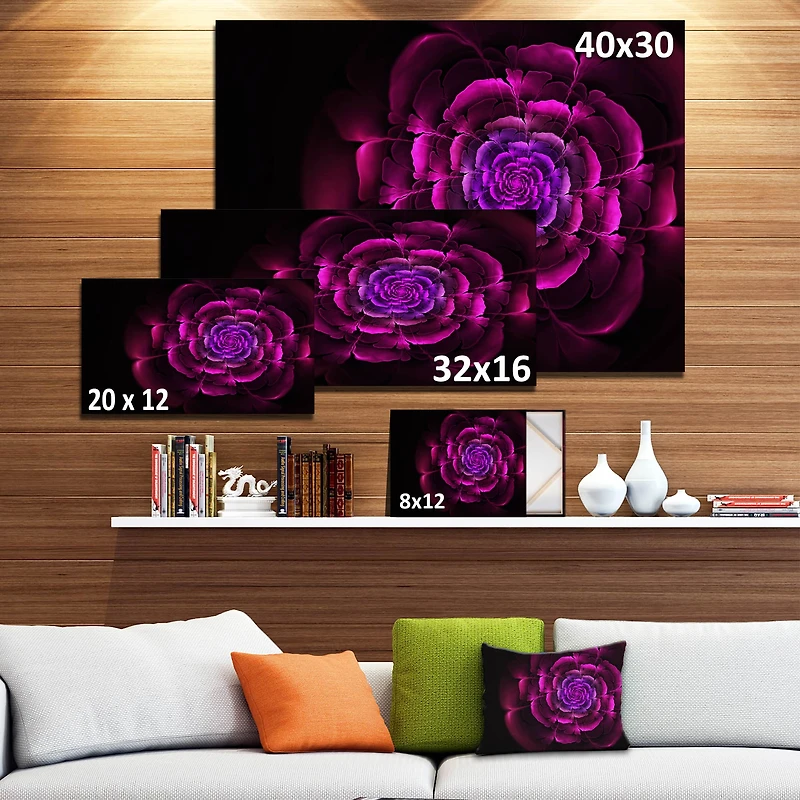 Designart - Fractal Purple Rose in Dark