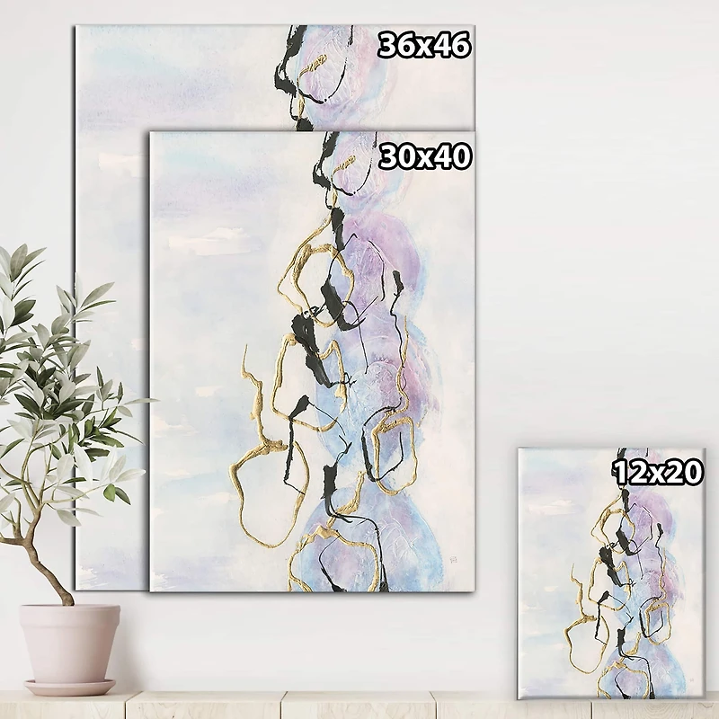 Designart - Gold Lines on Pastel I