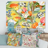 Designart - Blooming White and Orange Tulips I