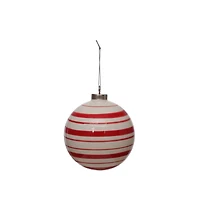 3.75" Red & White Peppermint Stripes Ceramic Ball Ornament by Ashland®