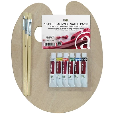 Art Advantage® 10 Piece Wood Palette Acrylic Art Set