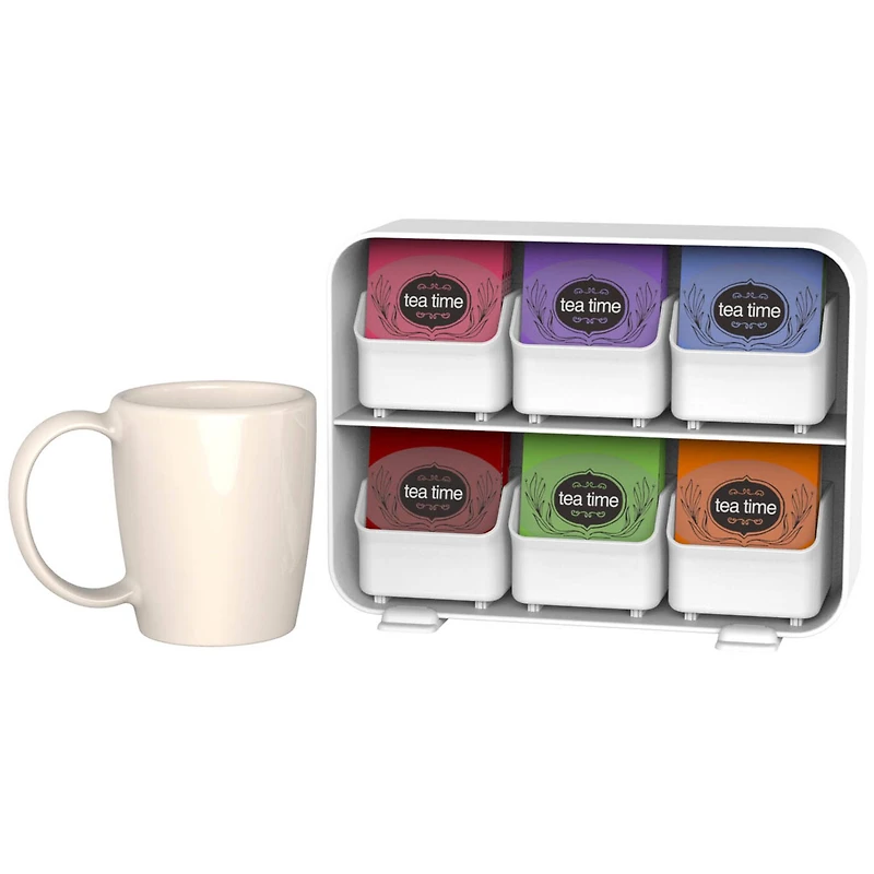 Mind Reader White 6 Drawer Tea Bag Holder