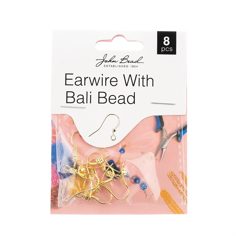 John Bead Must Have Findings 18mm Earwire with Bali Bead